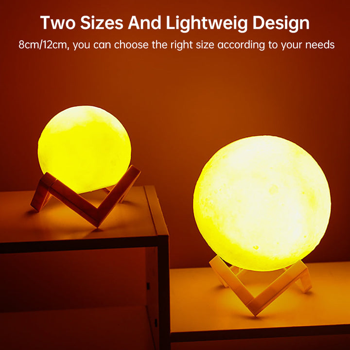 Lisslune | 3D Light Touch Switch Rechargeable Moon Night Lamp
