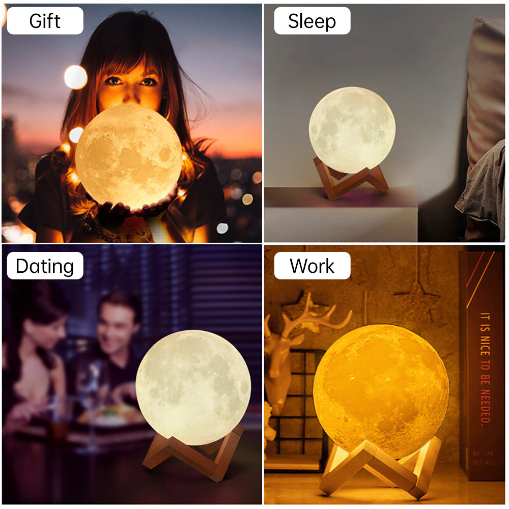 Lisslune | 3D Light Touch Switch Rechargeable Moon Night Lamp