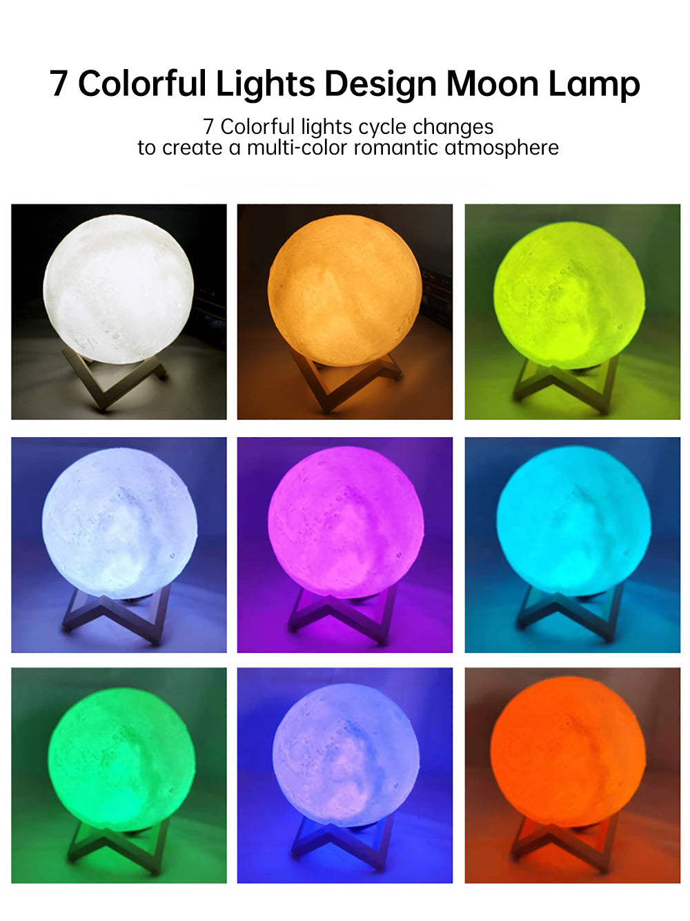 Lisslune | 3D Light Touch Switch Rechargeable Moon Night Lamp