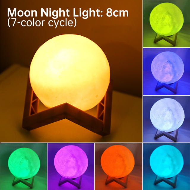 Lisslune | 3D Light Touch Switch Rechargeable Moon Night Lamp