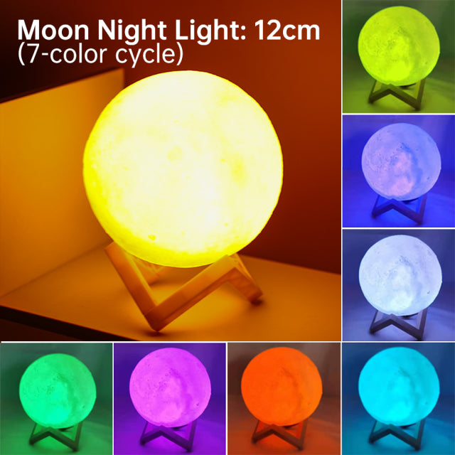 Lisslune | 3D Light Touch Switch Rechargeable Moon Night Lamp