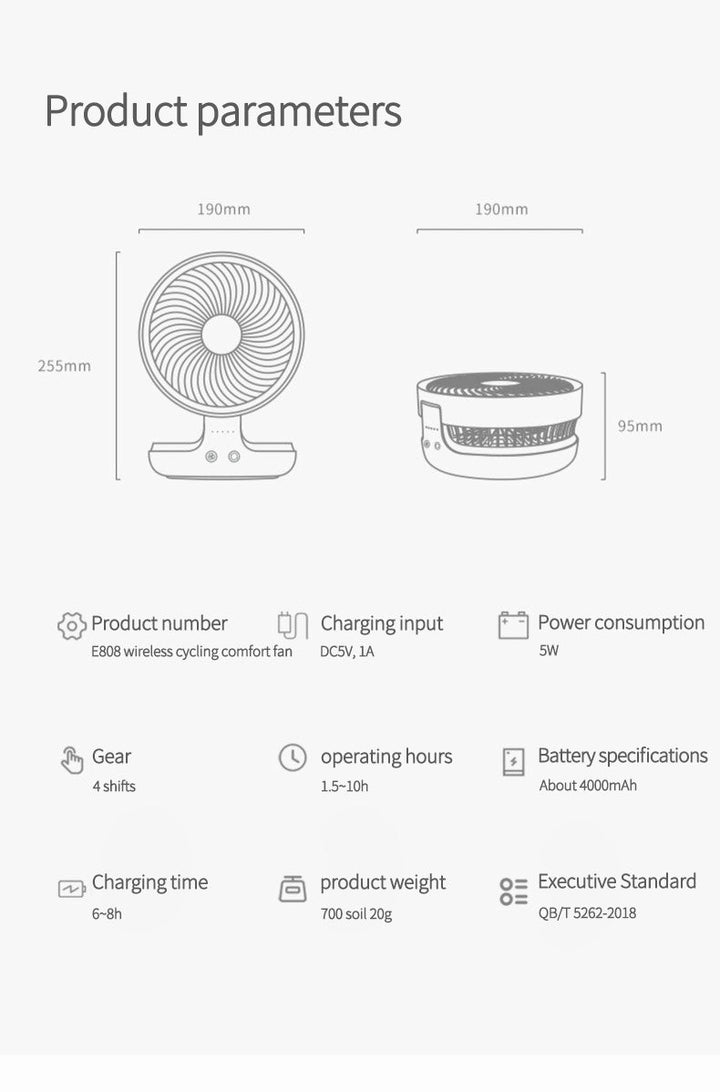 Lisslune | Portable Wireless Foldable Fan Night Lamp