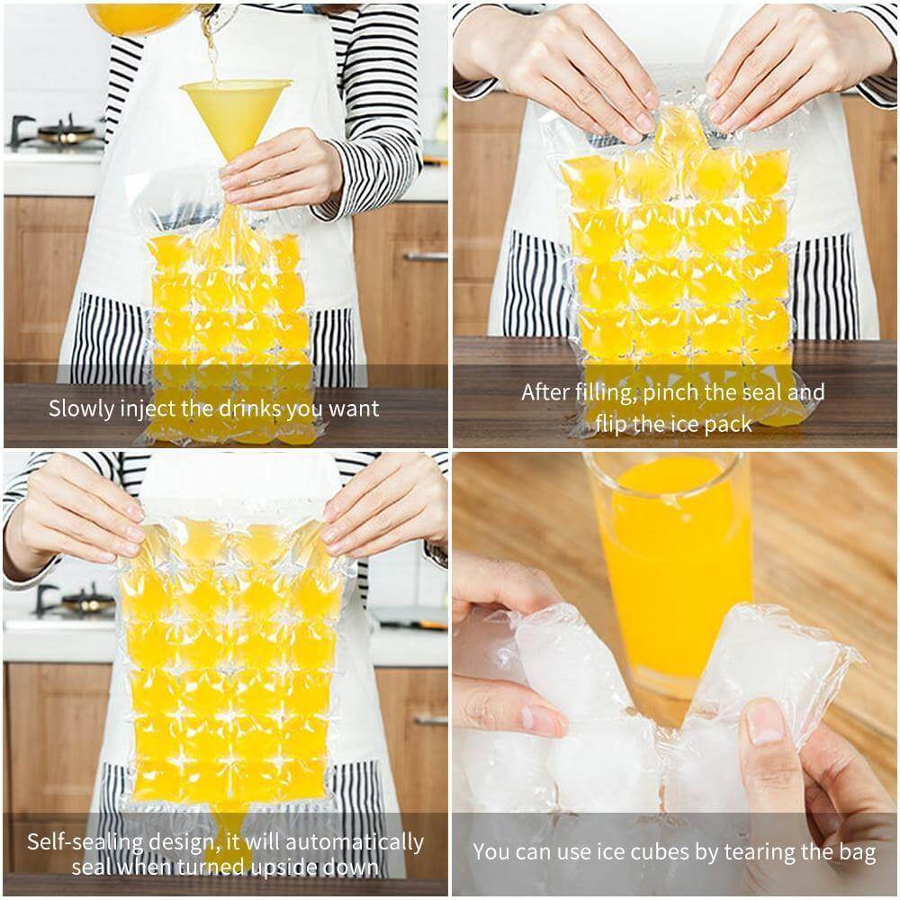 Lisslune | Self-Sealing Disposable Ice Cube Tray Mold