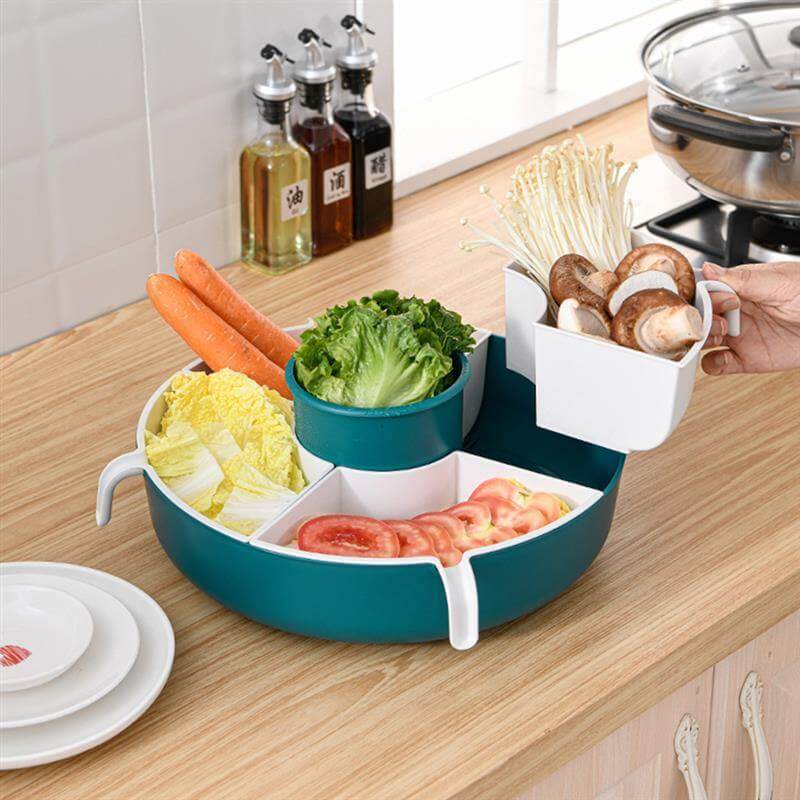 Lisslune | Rotatable Vegetable Drain Basket Serving Tray