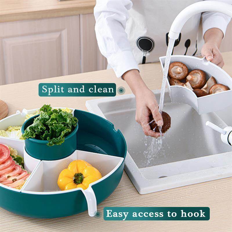 Lisslune | Rotatable Vegetable Drain Basket Serving Tray