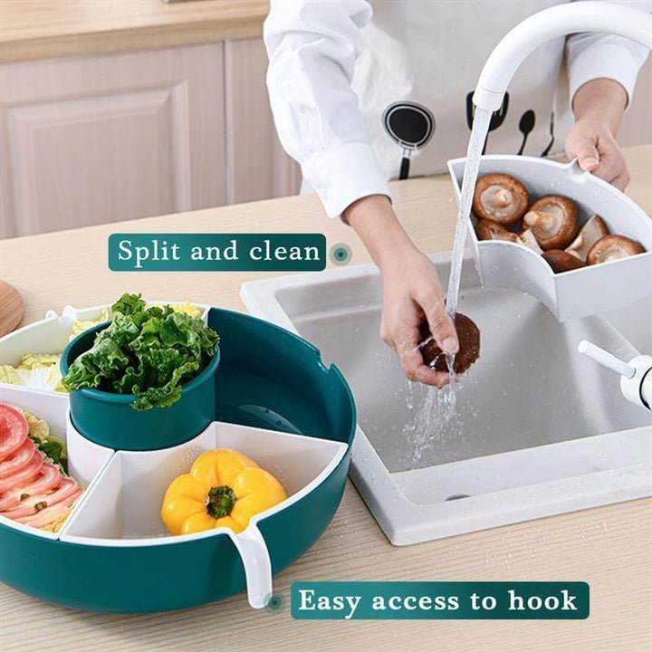 Lisslune | Rotatable Vegetable Drain Basket Serving Tray