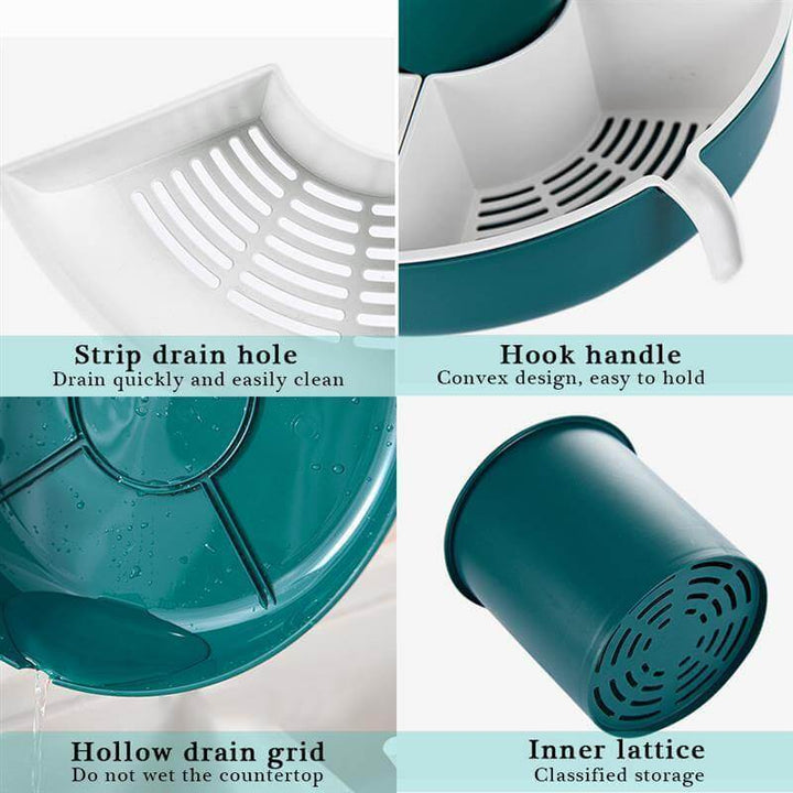 Lisslune | Rotatable Vegetable Drain Basket Serving Tray