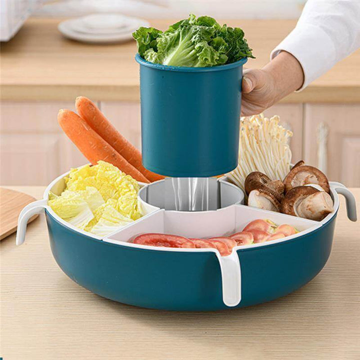 Lisslune | Rotatable Vegetable Drain Basket Serving Tray