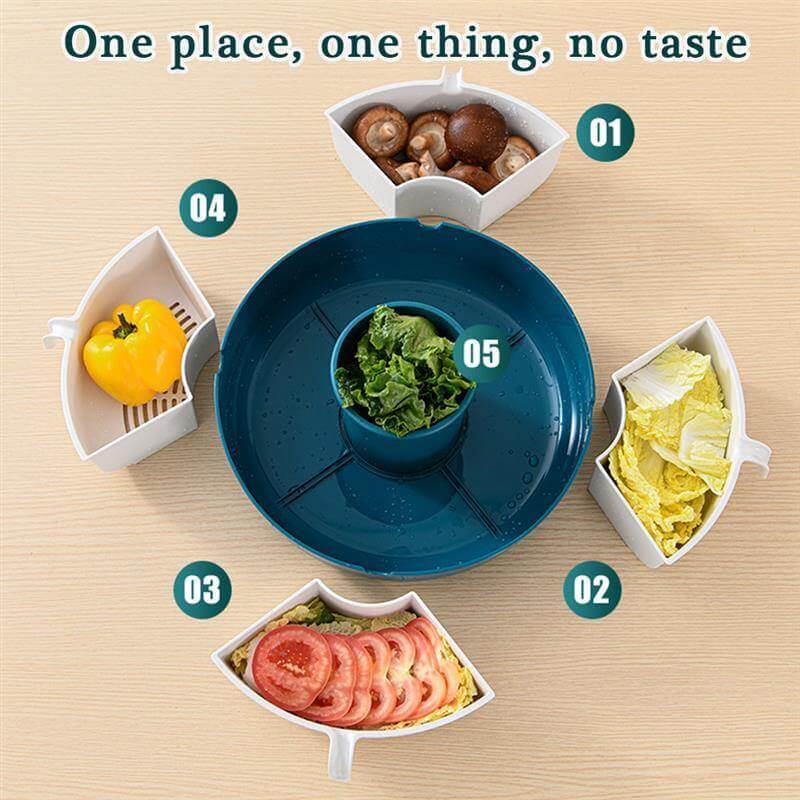 Lisslune | Rotatable Vegetable Drain Basket Serving Tray