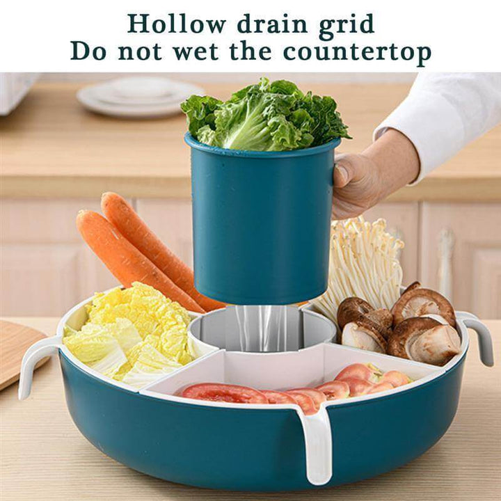 Lisslune | Rotatable Vegetable Drain Basket Serving Tray