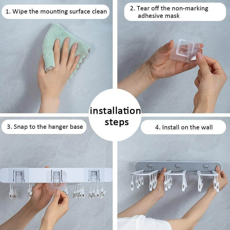 Lisslune | Wall-Mounted Folding Easy Drying Sock Hanger Rack