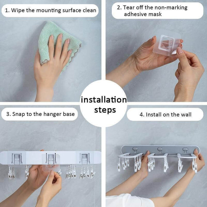 Lisslune | Wall-Mounted Folding Easy Drying Sock Hanger Rack