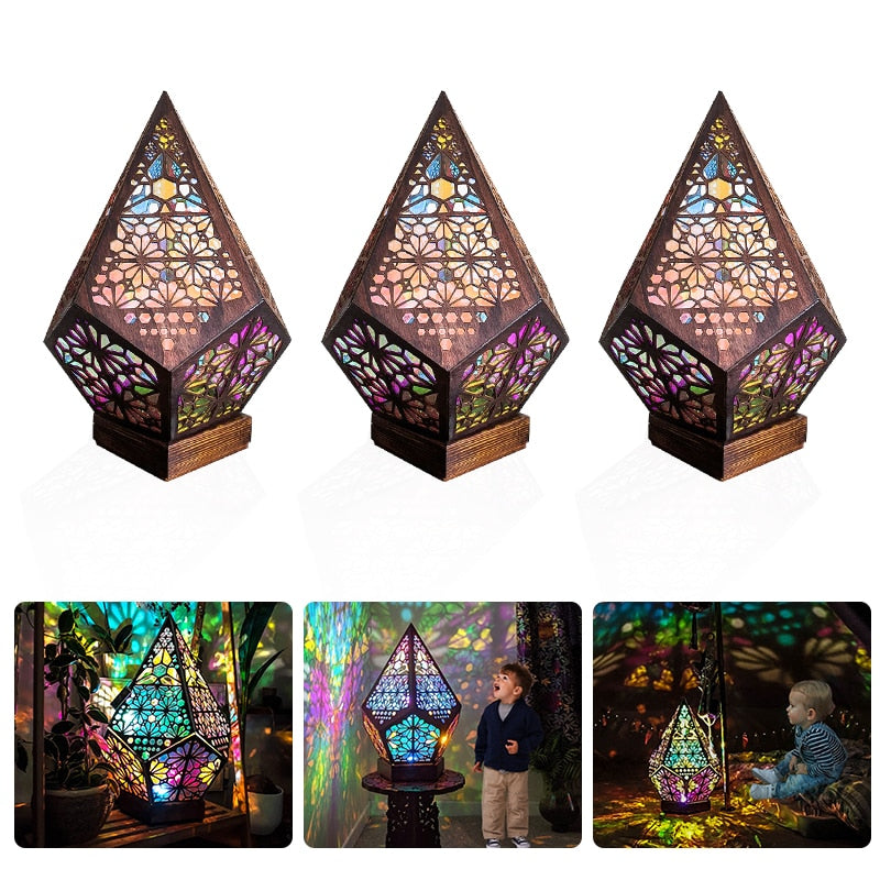 Lisslune | Wooden Hollow LED Atmosphere Night Lamp Projector