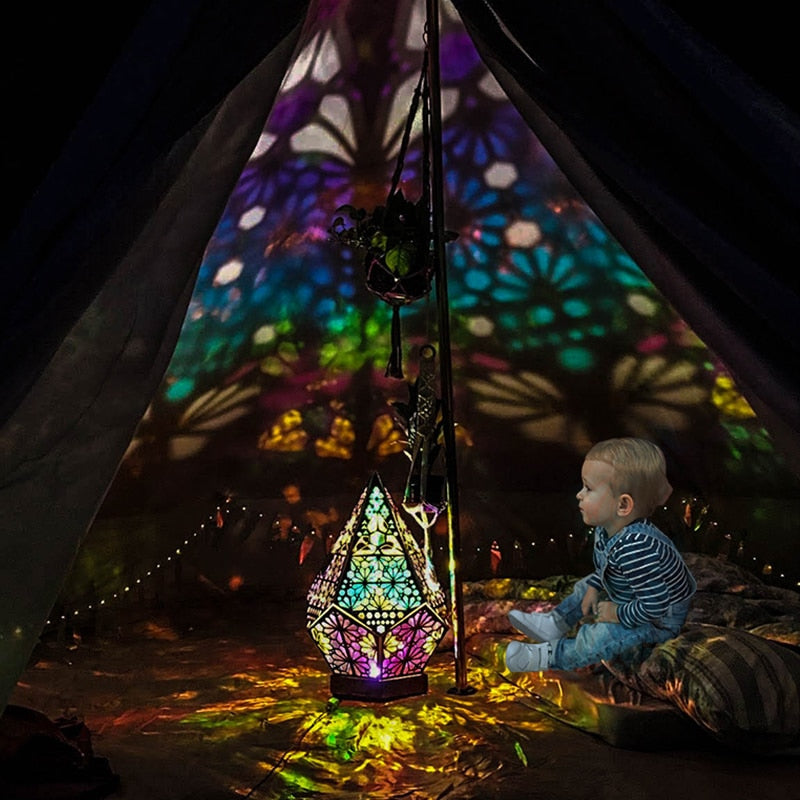 Lisslune | Wooden Hollow LED Atmosphere Night Lamp Projector