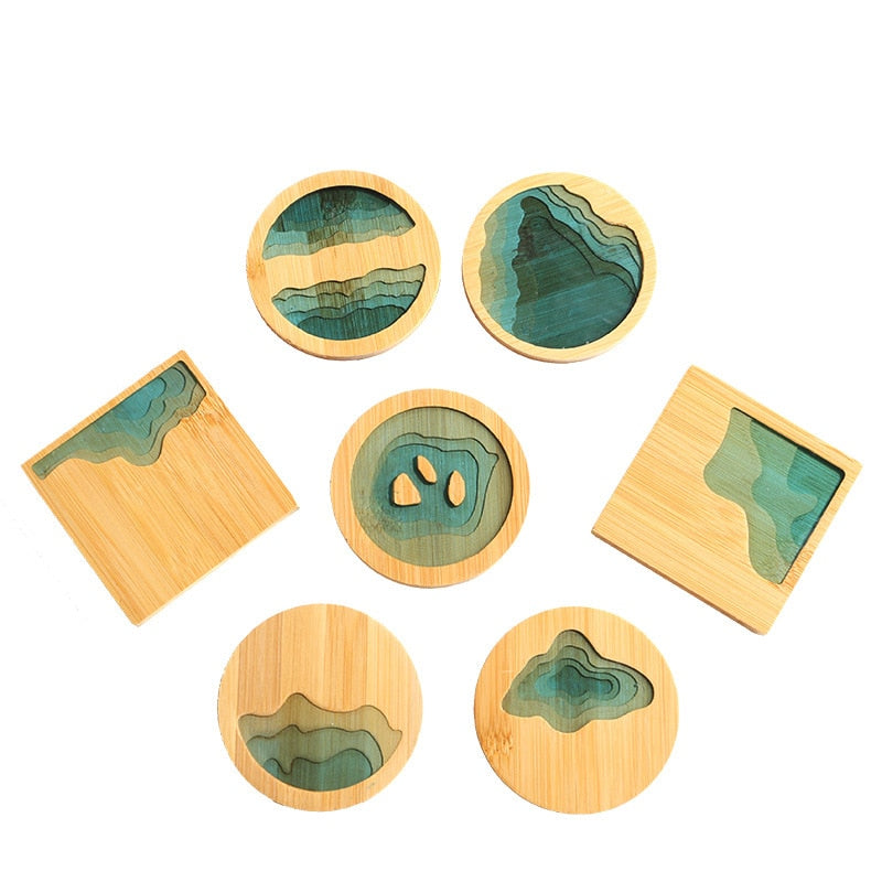 Lisslune | Water Art Insulated Bamboo Coasters