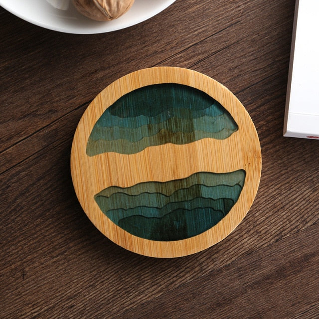 Lisslune | Water Art Insulated Bamboo Coasters