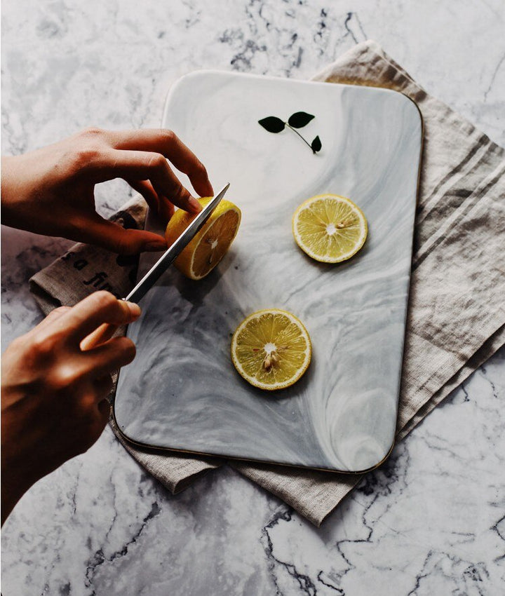 Lisslune | Elegant White Marble Ceramic Cutting Board