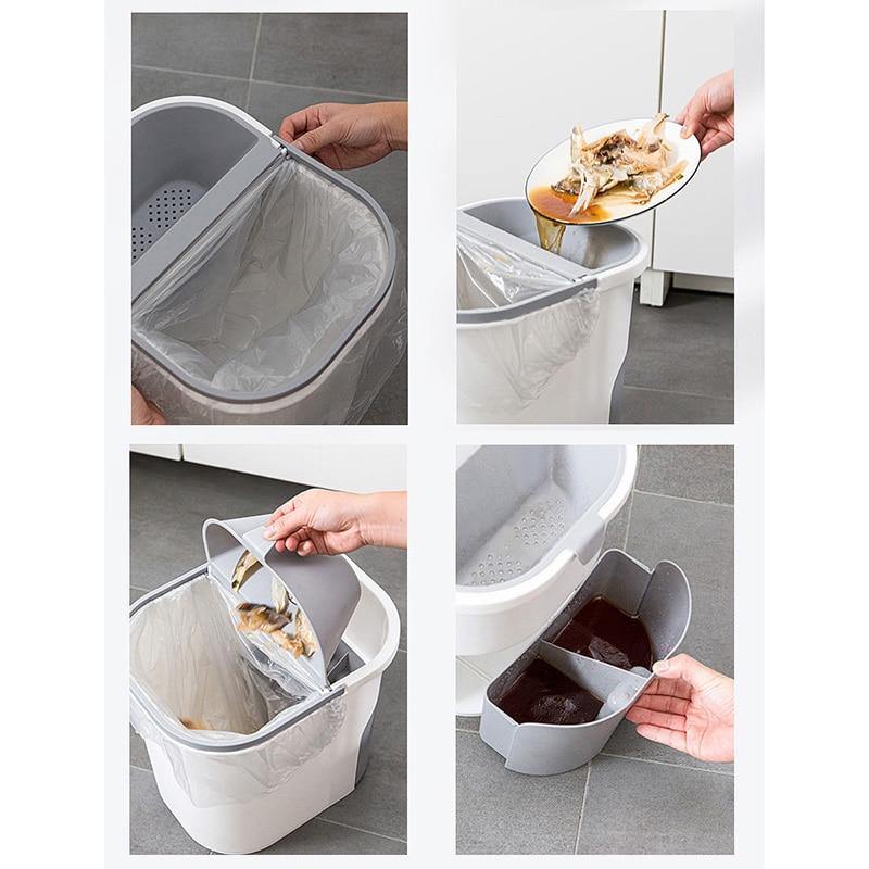 Lisslune | Wet-Dry Double Separator Kitchen Trash Bin