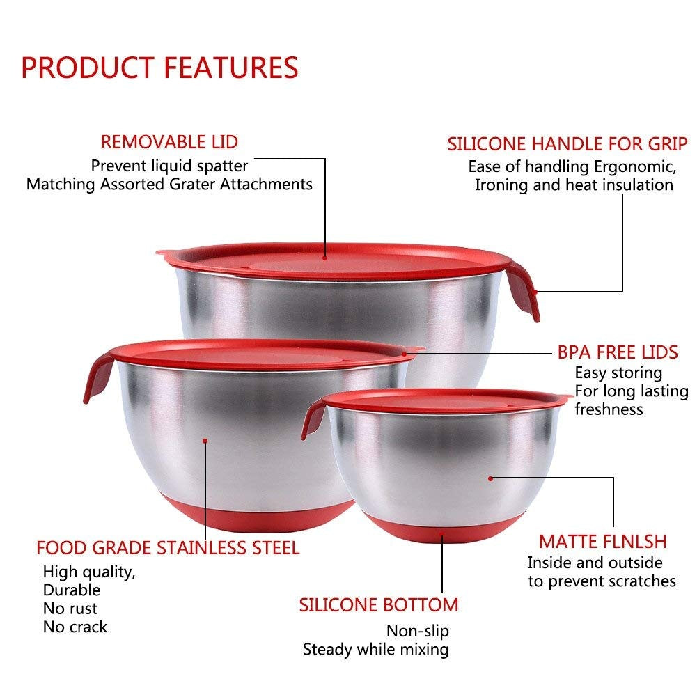 Lisslune | Non-Slip Multifunctional Grater Mixing Bowls