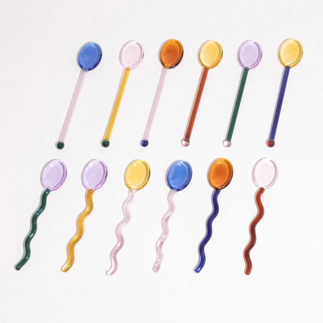 Lisslune | Fun Wavy Glass Dessert Spoons