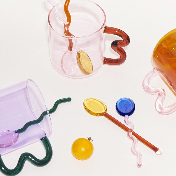 Lisslune | Fun Wavy Glass Dessert Spoons