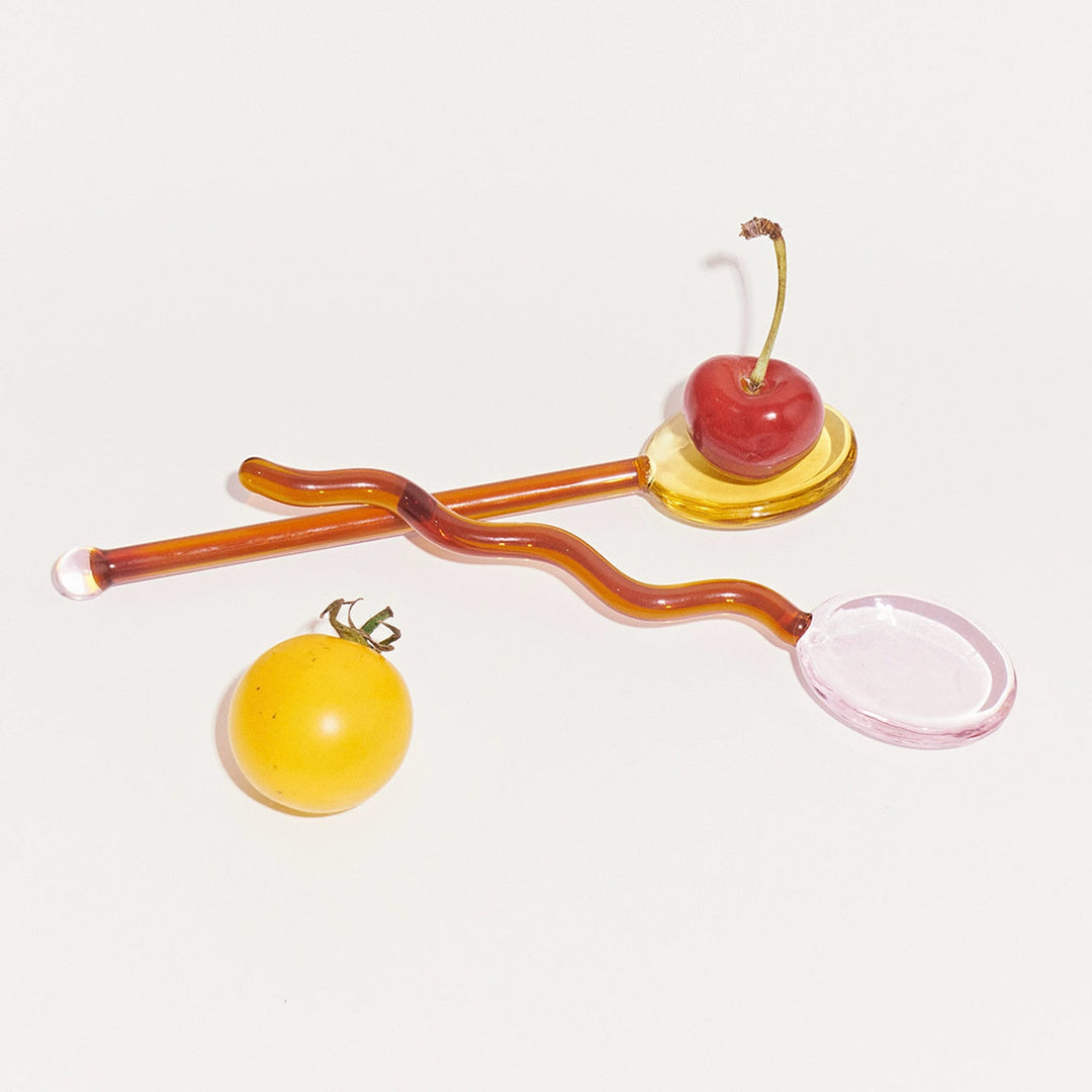 Lisslune | Fun Wavy Glass Dessert Spoons
