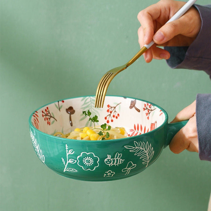 Lisslune | Handmade Animal Flower Large Ceramic Bowl