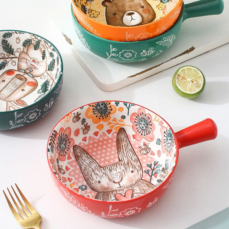 Lisslune | Handmade Animal Flower Large Ceramic Bowl