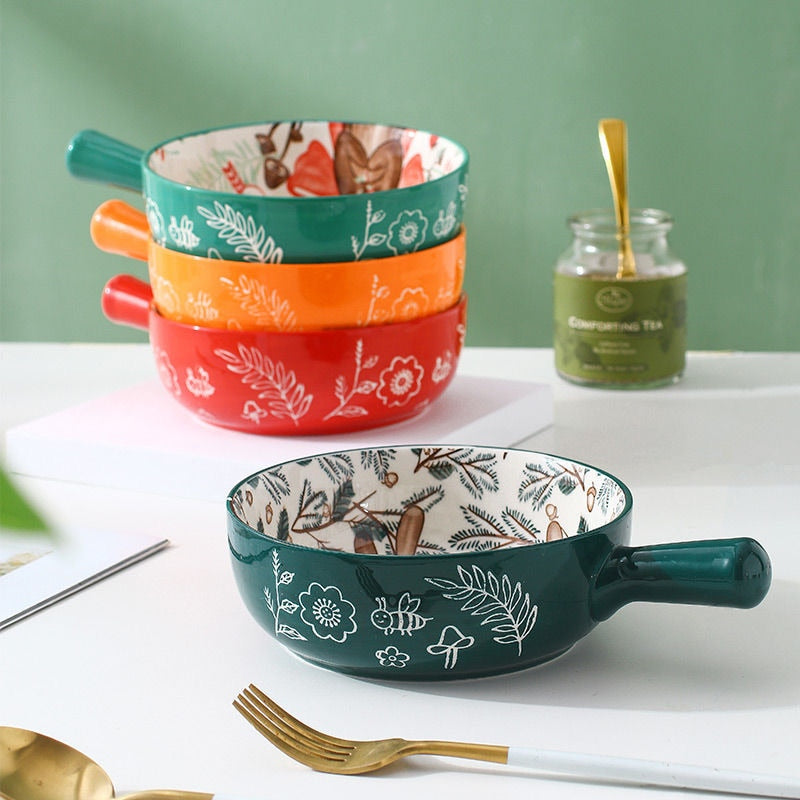 Lisslune | Handmade Animal Flower Large Ceramic Bowl