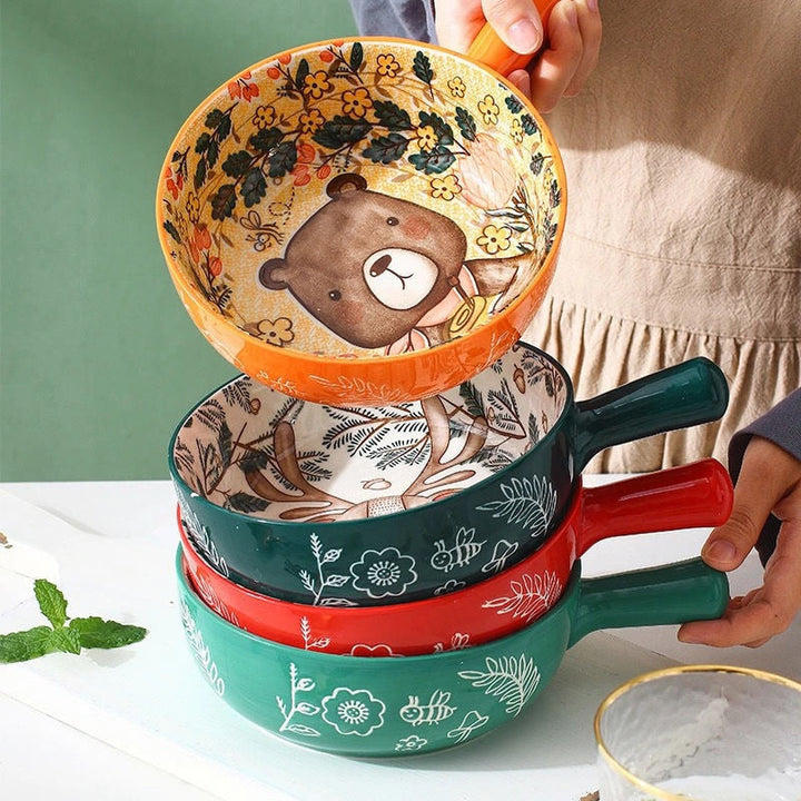 Lisslune | Handmade Animal Flower Large Ceramic Bowl