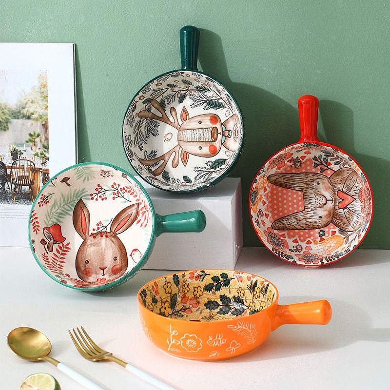 Lisslune | Handmade Animal Flower Large Ceramic Bowl