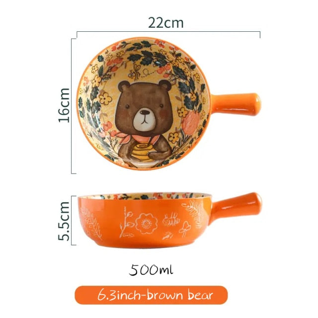 Lisslune | Handmade Animal Flower Large Ceramic Bowl