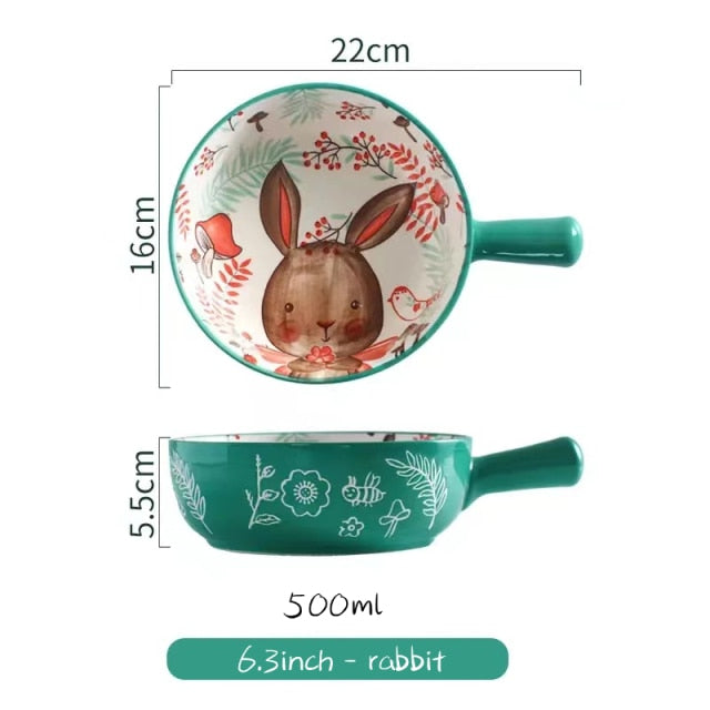 Lisslune | Handmade Animal Flower Large Ceramic Bowl