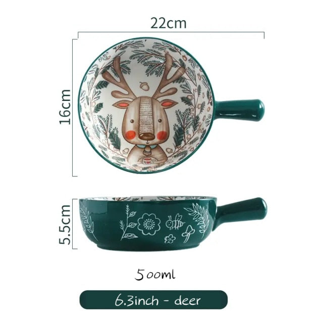 Lisslune | Handmade Animal Flower Large Ceramic Bowl