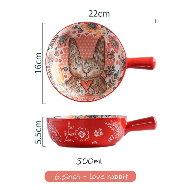 Lisslune | Handmade Animal Flower Large Ceramic Bowl