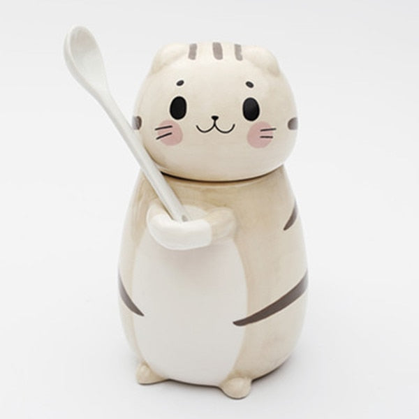 Lisslune | Cute Cat Handmade Coffee Mugs with Spoon