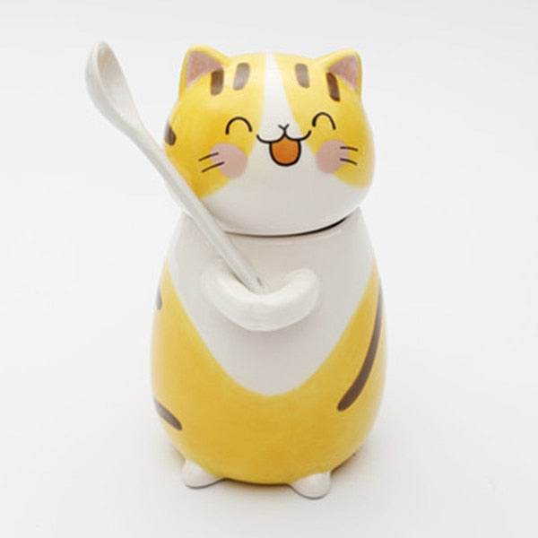 Lisslune | Cute Cat Handmade Coffee Mugs with Spoon