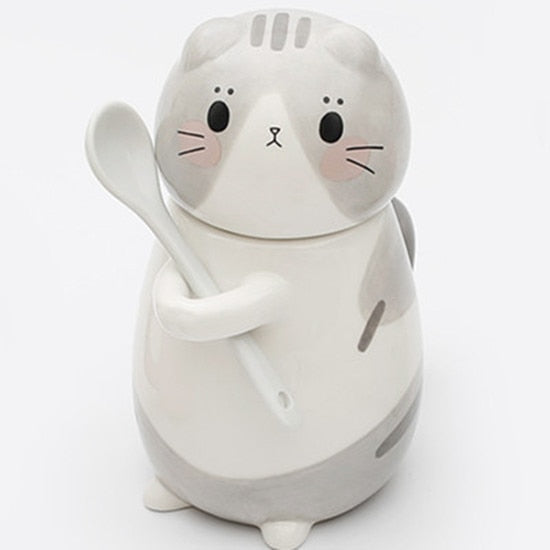 Lisslune | Cute Cat Handmade Coffee Mugs with Spoon