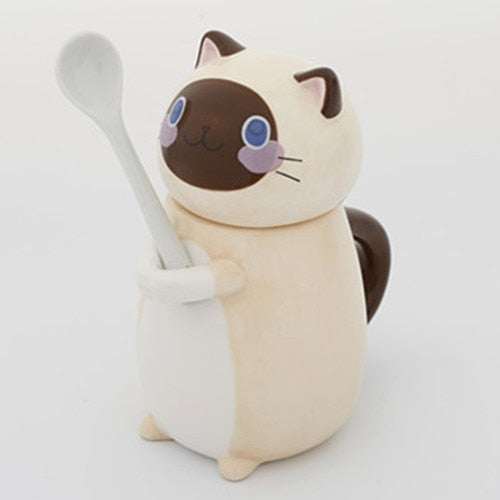 Lisslune | Cute Cat Handmade Coffee Mugs with Spoon