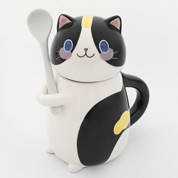 Lisslune | Cute Cat Handmade Coffee Mugs with Spoon