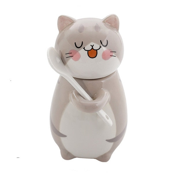 Lisslune | Cute Cat Handmade Coffee Mugs with Spoon