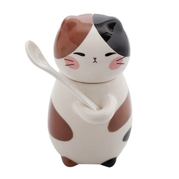Lisslune | Cute Cat Handmade Coffee Mugs with Spoon