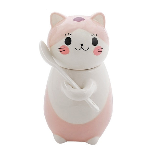 Lisslune | Cute Cat Handmade Coffee Mugs with Spoon