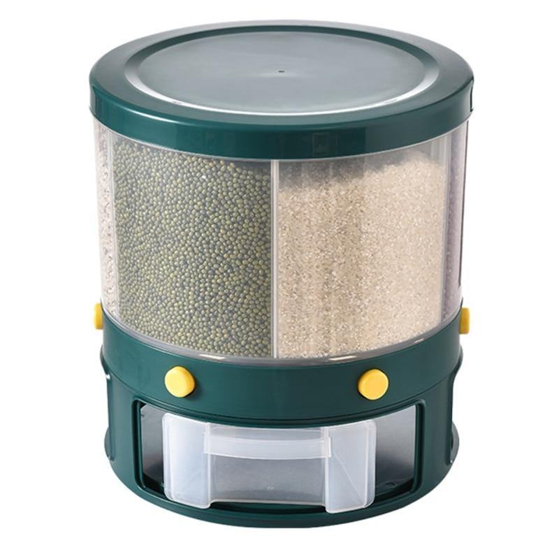 Lisslune | 6 Grid Rotating Rice Storage Box Dispenser