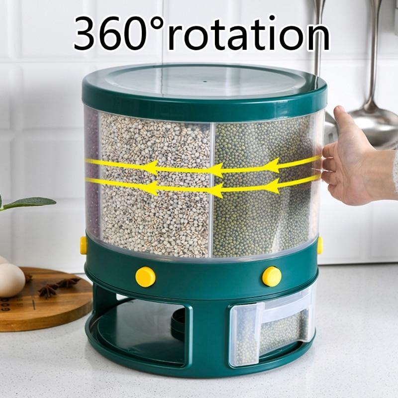 Lisslune | 6 Grid Rotating Rice Storage Box Dispenser