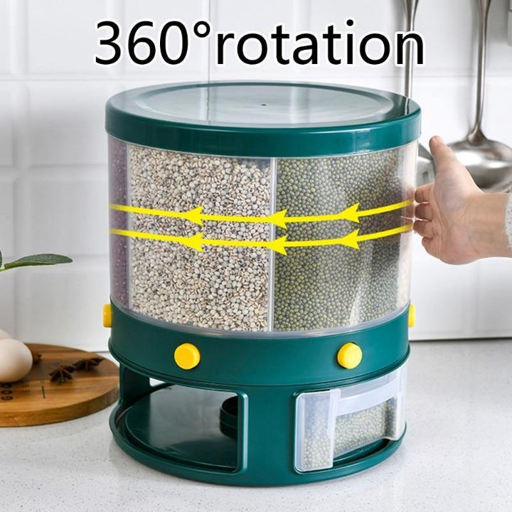 Lisslune | 6 Grid Rotating Rice Storage Box Dispenser