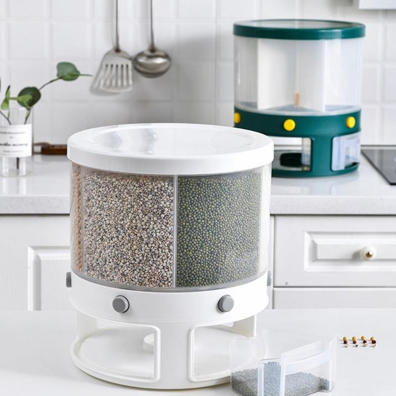 Lisslune | 6 Grid Rotating Rice Storage Box Dispenser