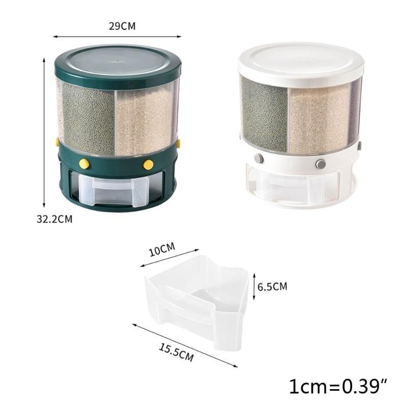 Lisslune | 6 Grid Rotating Rice Storage Box Dispenser