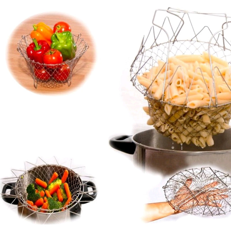 Lisslune | Multifunctional Foldable Steam Fry Cooking Mesh Strainer