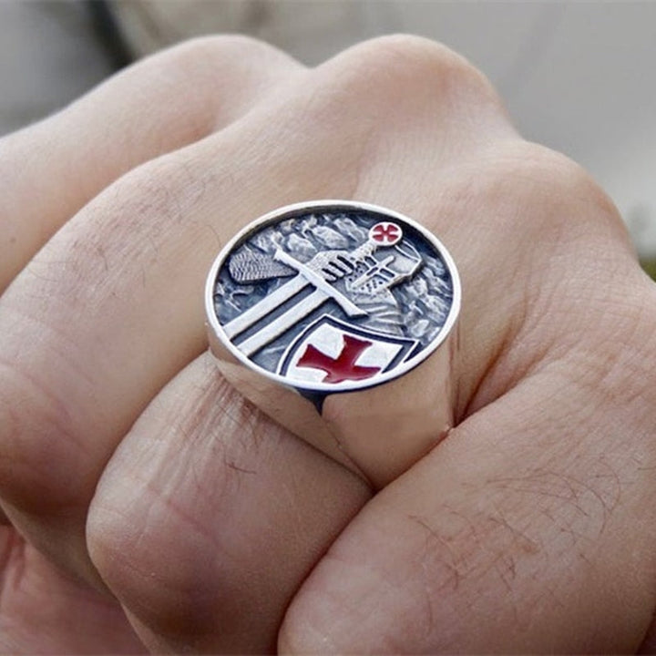 Lisslune | Mens Knights Templar Red Cross 316L Stainless Steel Rings for Men